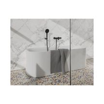 Fortifura - Calvi Robinet De Baignoire Thermostatique Avec Douchette Ronde, Support Et Flexible Lisse Noir Mat