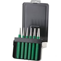 Fortis Durchtreibersatz 6tlg. – CV-Lufthärtestahl (59CrV4Mo) – 2-6mm – 5 Durchtreiber + Körner in Stahlblechkassette