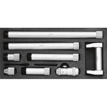 Fortis – Innenmessschraube 50-600 mm – Ablesung 0,01 mm – Spindelsteigung 0,5 mm – Verlängerungsstäbe 25-200 mm – Lieferung im Holzkasten