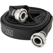 Mehrzweckflachschlauch gummiert, schwarz, C/52mm, storz Kupplungen 10m - Fortis