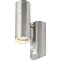 Forum Islay pir 2 Light Up Down Wandleuchte für den Außenbereich, satinierter Stahl, IP44