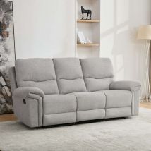 More4homes - fosse 3 seater fabric manual recliner sofa light grey