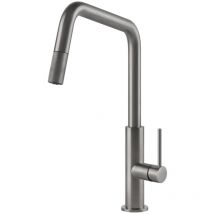 Ks Plus. Tipo di beccuccio: Estraibile, Colore del prodotto: Grigio, Materiale del rubinetto: Ottone. Altezza sopra la superficie di fissaggio (max):