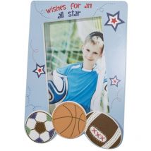 Eurofirany - Fotorahmen 15x22x1 Alex 02 blaue Holzkugeln Sterne