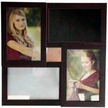 Fotorahmen Holz – 4 Bilder – 30 x 30 cm – Weiß, Schwarz, Braun
