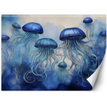 Fototapete Blaue Qualle Meer 100x70 cm – 100% zertifizierte Premium-Einlage 130 g/m² – UV-beständig, wasserfest, abriebfest