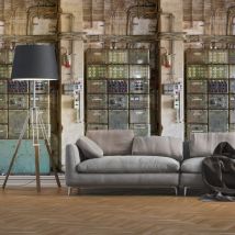 Fototapete Profhome 392631 heißgeprägte Vliestapete glatt 3D matt creme beige braun blau 1,59 m x 2,8 m