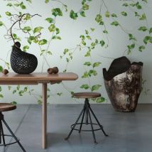 Fototapete Profhome 398801 heißgeprägte Vliestapete glatt mit floralen Ornamenten matt grün blau braun 1,59 m x 2,8 m