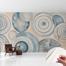 Fototapete Selbstklebend - Büro Wandgestaltung - Wanddekoration Wohnzimmer Spiralförmige Wirbel 416x254 Cm