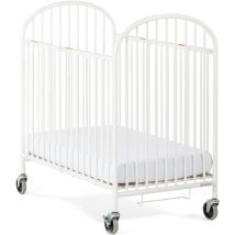 Foundations - Pinnacle Lit de bébé pliable en acier Blanc Lit de voyage portable pour bébé avec matelas & grandes roulettes Lit d'appoint / lit