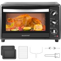 Four électrique 48 l, 6 modes Multi Fonction - Chaleur tournante - Programmable 230°, Minuterie 60 min, Arrêt Automatique, 1800W