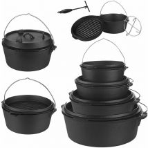 Mucola - Four hollandais en fonte Potjie Pot de cuisson Pot de feu Camping Cookware Lifter Kettle Roaster bbq Pot Fire Kettle