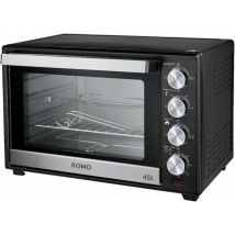 Romo - Four électrique de table Convention et Rôtisserie 45L 2000W. Température jusqu'à 230oC, Minuterie avec arrêt 60 min, noir