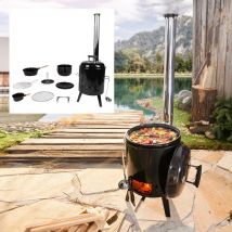 Barbecue charbon bois portable (8 pcs) multifonctional: cuire, griller, rôtir de la volaille et faire mijoter en 1 appareil – barbecue bois de Brast