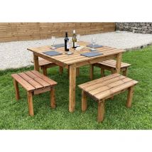 Charles Taylor Trading - Charles Taylor Wooden Four Seater Square Dining Table & Bench Stool Seat Set