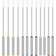 Volavo - Fourchettes à fondue 12 pièces, fourchettes à fondue en acier inoxydable de 24 cm avec manche résistant à la chaleur de couleur pour