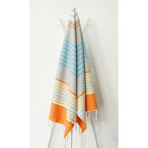 Fouta 100x200 Orange, Blanc, Gris, Jaune - 100% coton - franges
