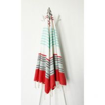 Fouta 100x200 Rouge, Ciment, Blanc, Noir - 100% coton - franges
