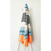 Fouta 100x200 Saumon, Blanc, Vert, Bleu - 100% coton - franges