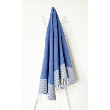 Fouta 100x200 Lilane bleu royal - 100% coton - finition franges