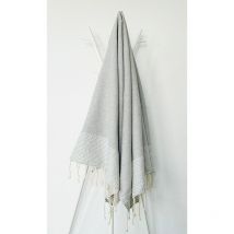 Fouta 100x200 Lilane gris argent - 100% coton - finition franges