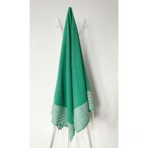 Fouta 100x200 Lilane vert varech - 100% coton - finition franges