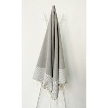 Fouta 100x200 Lilane gris ciment - 100% coton - finition franges