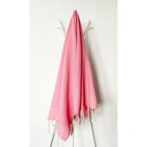 Fouta 100x200 cm Tarifa Unie Rose - 100% coton - finition franges