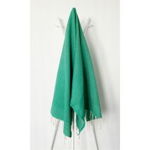 Fouta 100 cm x 200 cm Tarifa Vert - 100% coton - finition franges