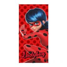 Fouta 70x140 Miraculou Marienkäfer und schwarze Katze aus roter Baumwolle 23. August