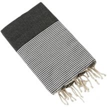 Fouta a franges coton tisse 100 x 200 cm Marine ebene