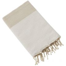 Fouta a franges coton tisse 100 x 200 cm Marine ficelle