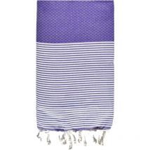 Fouta de Plage Nid d'Abeille 100% coton - Douceur et confort – Serviette de Plage - 100x200cm - 200 x 100 cm - Violet .
