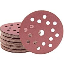 Fox Disques abrasifs auto-agrippants, 125 mm, 17 trous, p. Ponceuses excentriques, Corindon normal (Lot de 25) G36 - Miotools