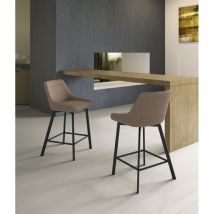 Stones - Fox - Tabouret en tissu beige - Lot de 2 pcs
