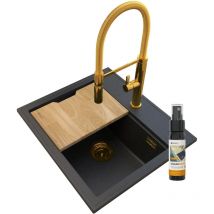 Granitan - foxal golden line granite évier+high mixer gold