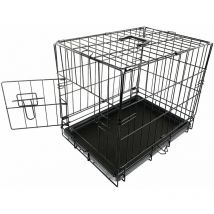 Foxhunter - 18' Folding Pet Dog Puppy Metal Training Cage Crate Carrier XSmall Black 1 Door