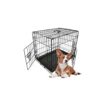 Foxhunter - 30' Folding Pet Dog Puppy Metal Training Cage Crate Carrier Medium Black 2 Doors