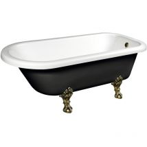 FOXTROT Bain de haute qualité 170x75x64cm, Jambes de bronze, noir/blanc
