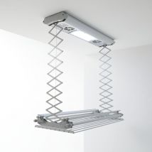 Air, Étendoir, Séchoir à linge électrique à plafond, à suspendre au mur, télécommandé, sans encombrement 150 - Gris - Foxydry