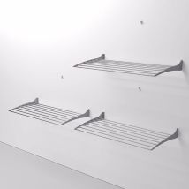 3x Foxydry Fold, Stendino da Parete, stendibiancheria a muro autoportante, stendino a scomparsa in Alluminio e Acciaio 120x50x10 cm - Grigio