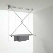 Foxydry - Mini, Étendoir de Plafond, séchoir Vertical Repliable en Aluminium et Acier 120 - Gris