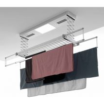 Foxydry Pro, Étendoir à linge de plafond ou mur chauffant, étendoir électrique télécommandé en aluminium et acier, plafond 122x52x30cm
