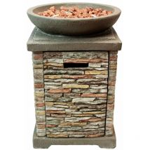 Monster-shop - Foyer au Gaz Extérieur Traditionnel Oxyde Magnésium Jardin ø 46 cm h 74.5cm x l 50.5 cm 40000 btu Brasero Chauffage Patio Firepit [3Kg