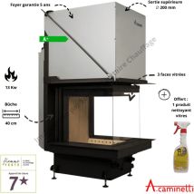 A Caminetti – Insert cheminée 50x50 – Puissance 7 à 13 kW – Rendement 80% – Fabrication Italie