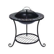 Bol à Feu Ø58 cm - Brasero pour le Jardin - Brasero Rond d'extérieur pour Bois ou Charbon de Bois - Design Mozaique - Noir - Black - Maxxgarden