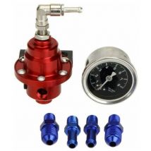 Régulateur De Pression De Carburant Réglable En Alliage D'Aluminium Universel Fpr Avec Jauge De Pression De Carburant Pour Voiture Auto(red)