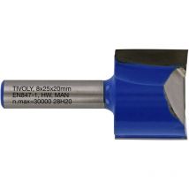 Gerader Nutfräser • Ø25 mm • 2 Hartmetallklingen • Ø8-mm-Schaft • Für die Holzbearbeitung - Tivoly