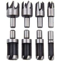 Fraise Bouchonner Bois Lot de 8 Mèche Bouchon Bois Foret Faire Cheville Outil de Coupe pour Faire une Bois Bouchon Cheville Tourillon Goujon Tenon