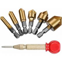 Fraise Conique 90° hss Poinçons de Centrage Automatiques Jeu de Forets à Chanfreiner Tête à Chanfreiner Outils Fraise à Chanfreiner Carbure 1/4'' Hex